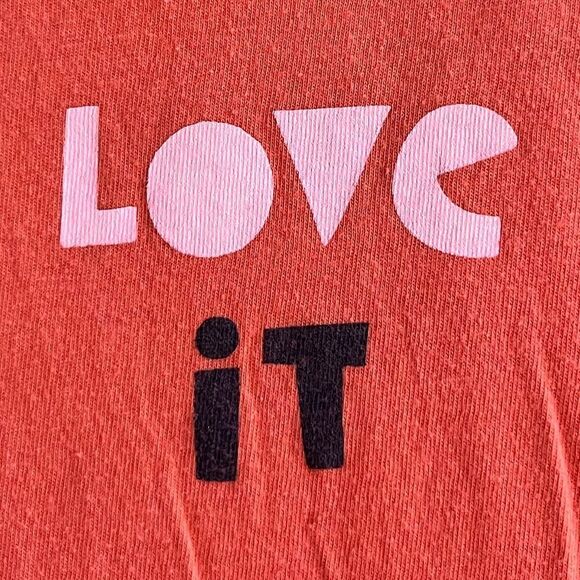 🌴 Old Navy LOVE IT Graphic T-shirt Size L (10-12) Orange - Picture 2 of 7